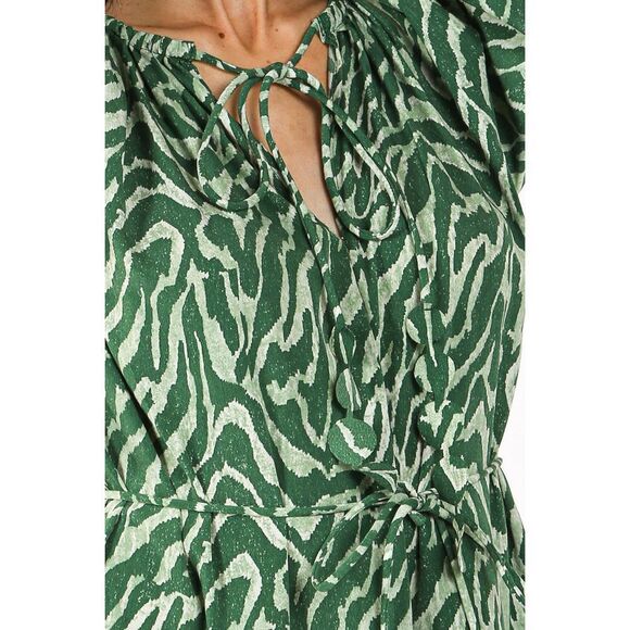 NWOT JACQUELINE ZEBRA PRINTED PUFF SLEEVE MIDI DRESS BY BEULAH WOMEN’S SMALL - Picture 2 of 13